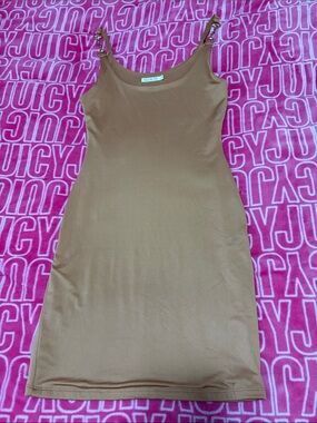 Heart Hips Brown Mini Dress with Gold Chain Straps